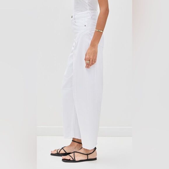 NWT Aligne Tommy Barrel Leg White Jeans High Rise Size 25 - Picture 6 of 13